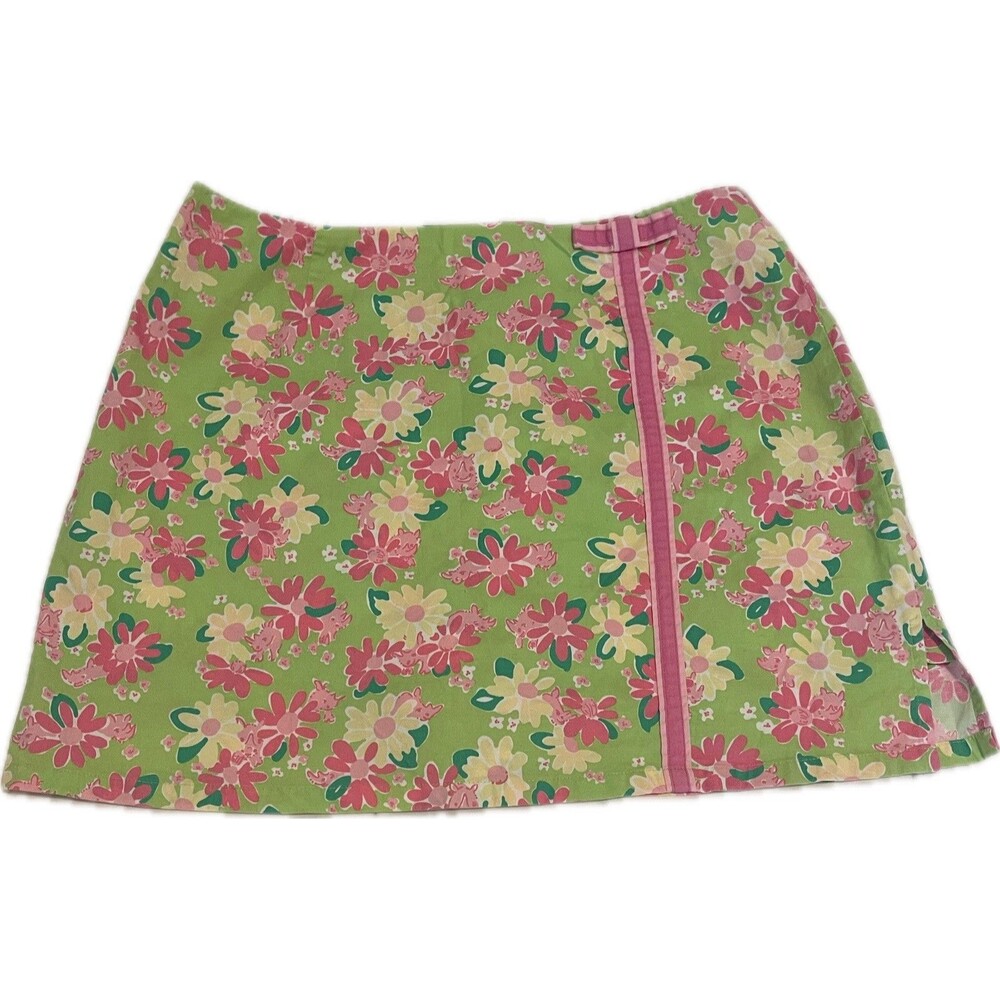 Lilly Pulitzer Floral & Rhino Print Women’s Mini Skirt W/Shorts Size 4P Skort